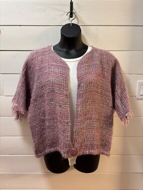 ANNICK BELPOIS Handwoven Pink Tweed Jacket One Size